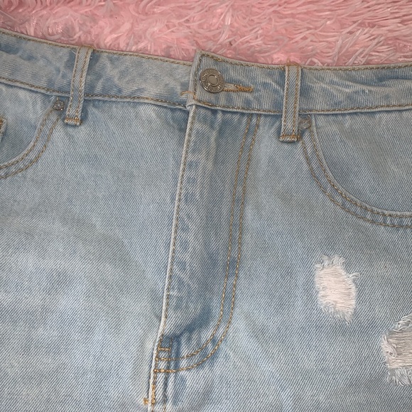 Forever 21 Light Blue Distressed Denim Skirt - Picture 4 of 15